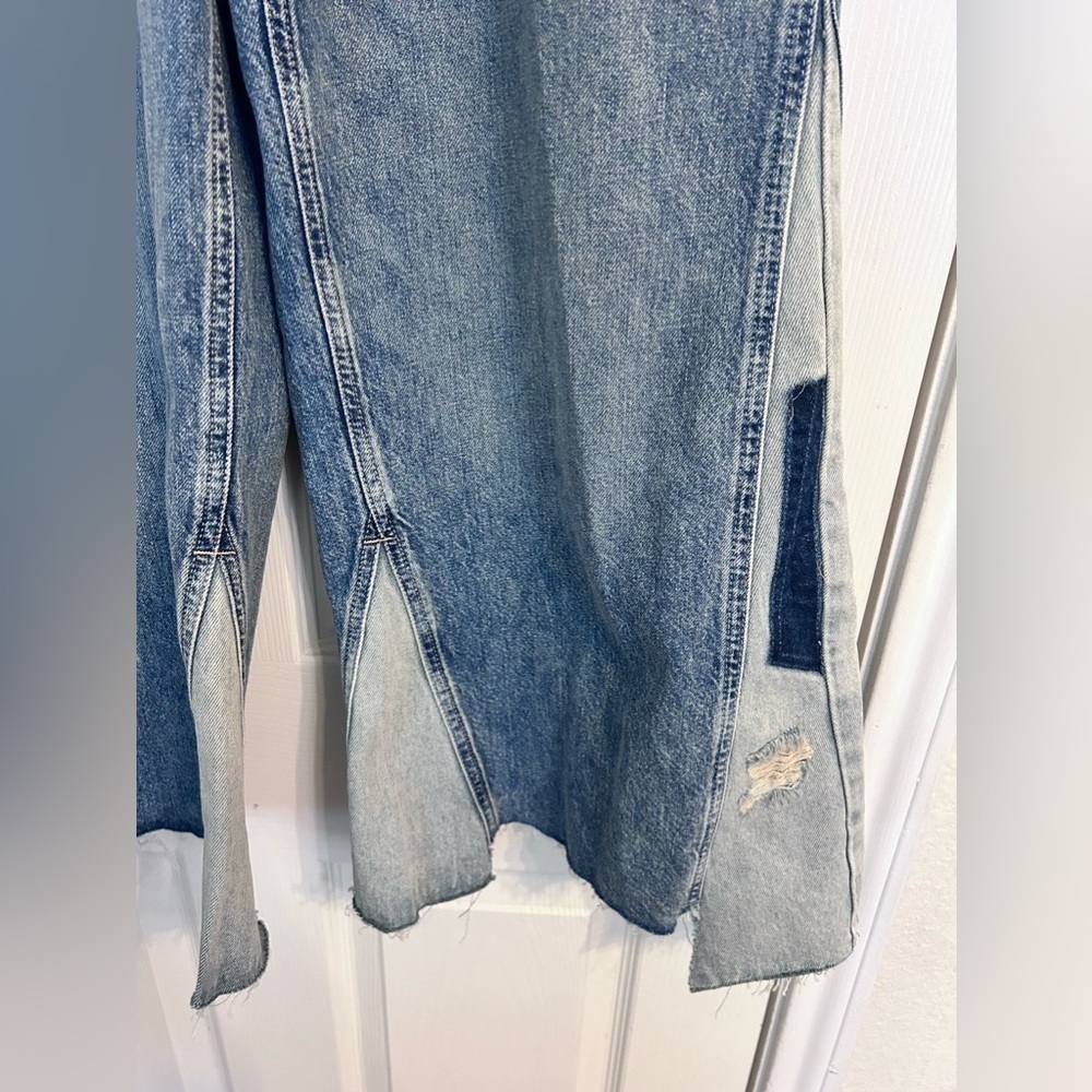 NEW Free People, We The Free, Ripple Wide-Leg Pieced Cropped Jeans - Picture 6 of 12